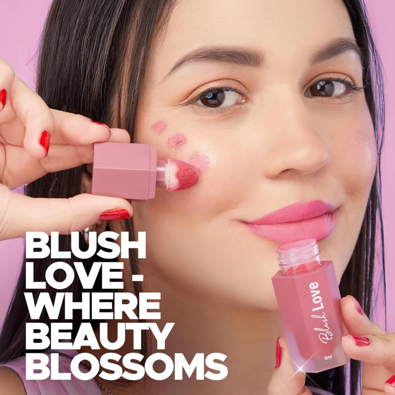 Hilary Rhoda Blush Love Liquid Blush For Women | Highly Pigmented Blush | Super Dewy Finish | Built-in Sponge | Easy to Apply | Available in 6 Shades | Cruelty-free & Vegan | All Day Wear | Buildable Formula & Leak-Proof - 6ml (Drama | Shade 02) - Thumbnail 2